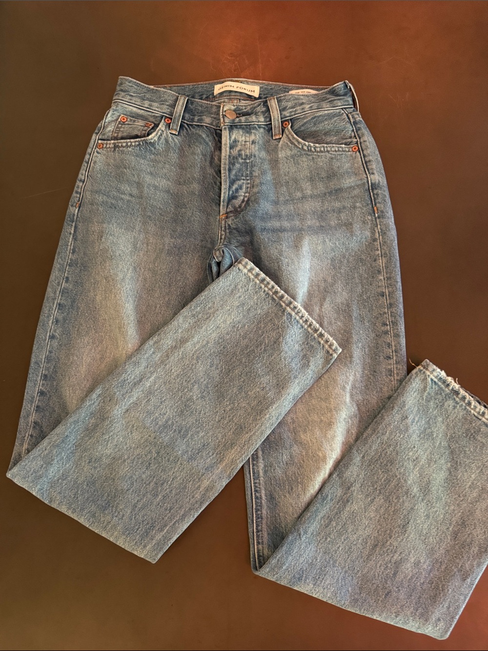 Denim Forum Light Blue Straight-Leg Jeans